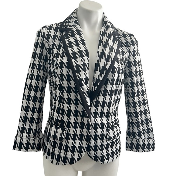 Catherine Malandrino Jackets & Blazers - Catherine Malandrino Houndstooth plaid Blazer jacket Black White SMALL NEW